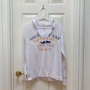 American Eagle Outfitters White Hooded Tee